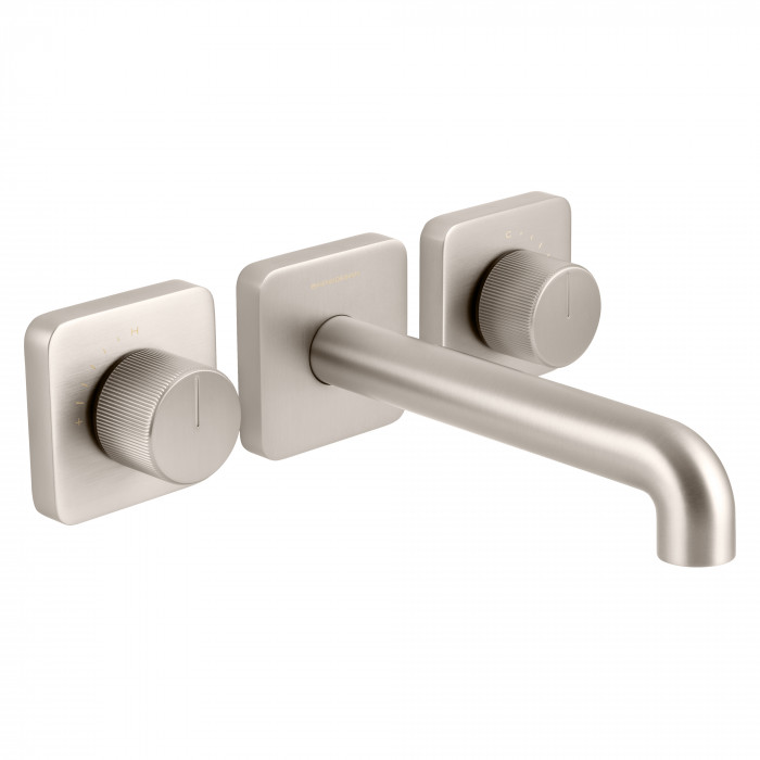 [A8SNPBDM-SFM-309-NB] Bagnodesign Stereo FM three hole W/M basin mixer 200mm - complete with concealed body - brushed nickel