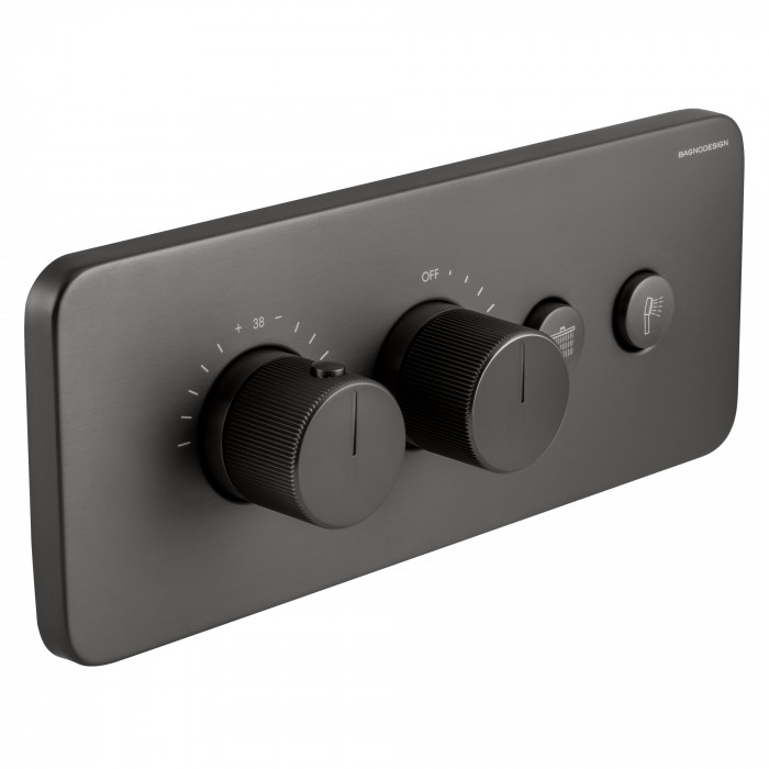 [A8SNPBDM-SFM-T302-AN] Bagnodesign Stereo FM thermostatic bath/shower mixer 2 outlets - complete with concealed part - anthracite