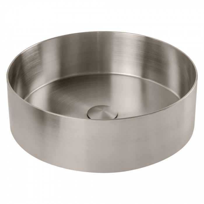 [A8SNPBDS-SFM-701-NB] Bagnodesign Stereo FM round counter top vanity basin 400mm - without tap hole - without overflow - brushed nickel (s/steel)