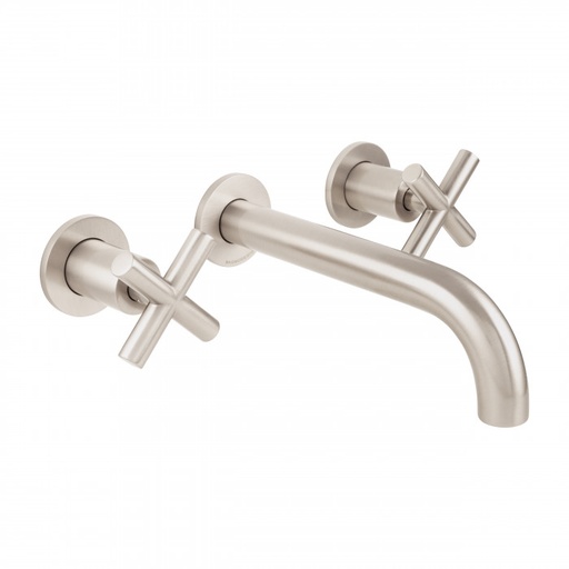 [A8SNPBDM-IBI-305-A-NB] Bagnodesign Ibiza three hole W/M basin mixer 190mm - complete with concealed body - brushed nickel