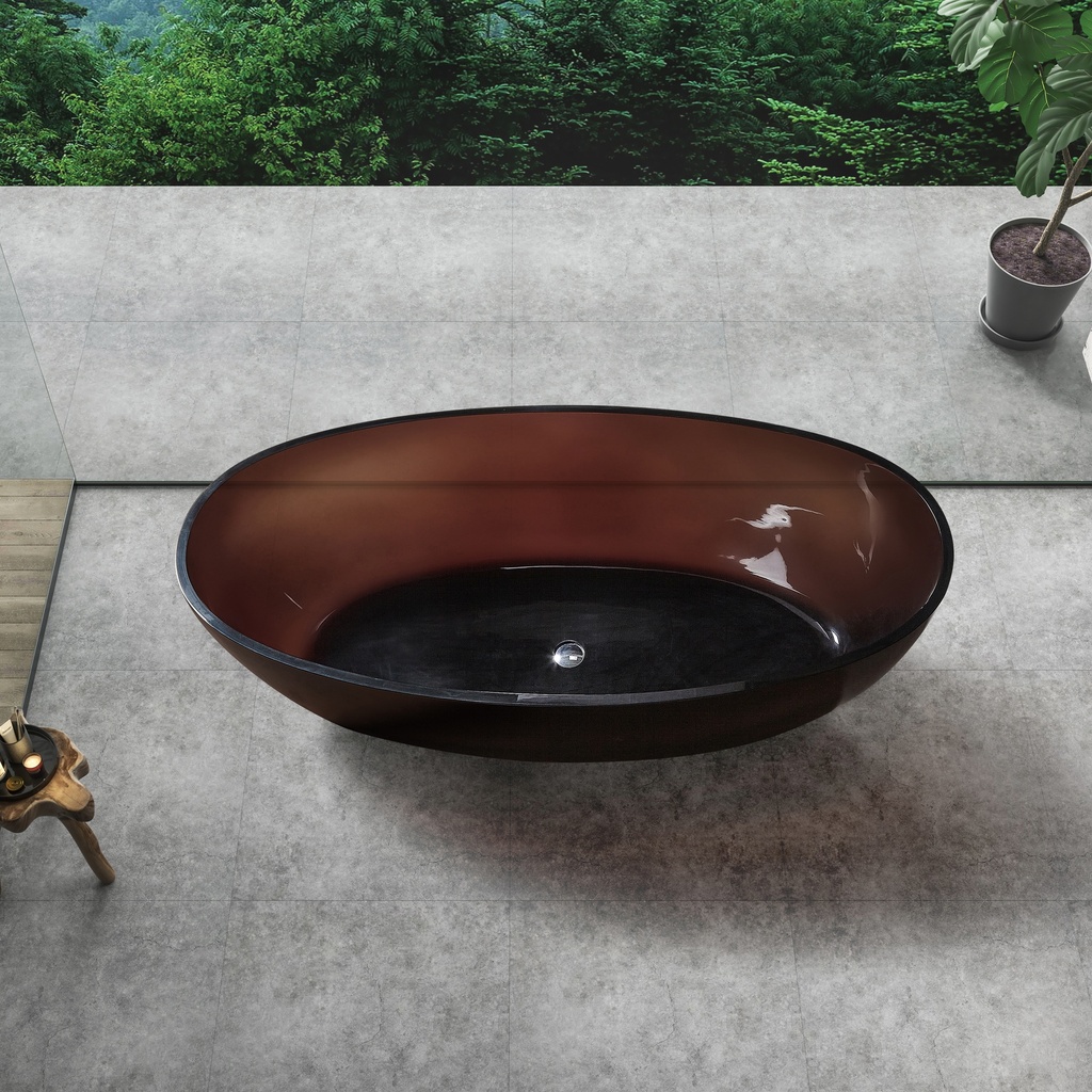 Bagnodesign Bristol F/S bath 1680x800mm - without overflow - galaxy black (resin)