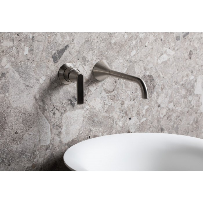 Bagnodesign Bristol single lever W/M basin mixer 200mm - complete with concealed body - brushed nickel