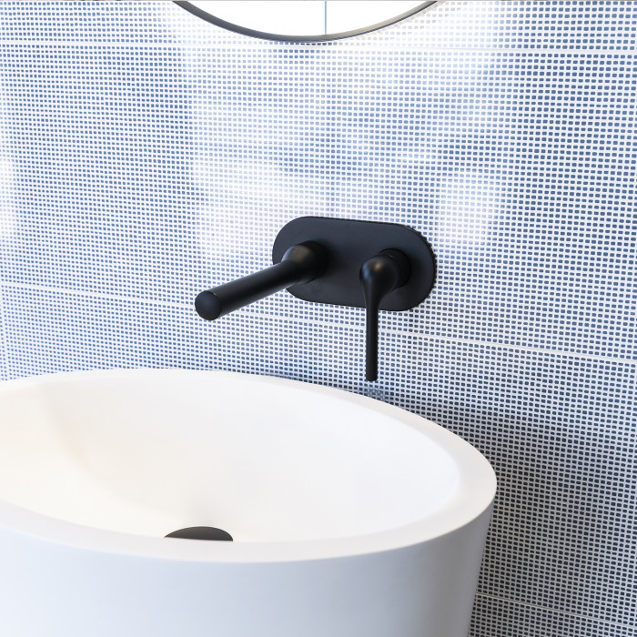 Bagnodesign Koy single lever W/M basin mixer 210mm - complete with concealed body - matt black