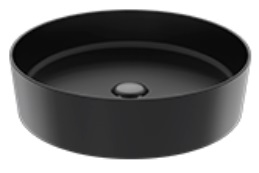 Creavit Loop 450mm Round Counter top Vanity Basin - without tap hole - without overflow - Matt Black
