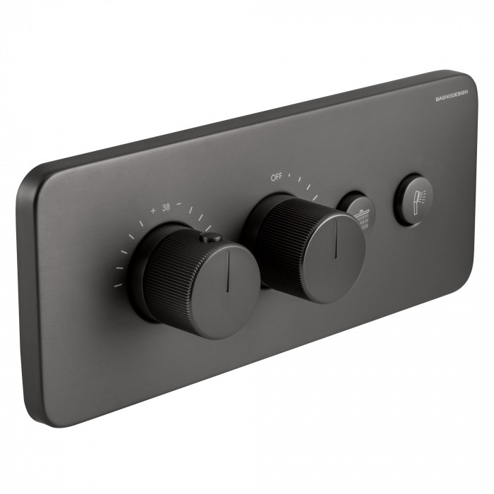 Bagnodesign Stereo FM thermostatic bath/shower mixer 2 outlets - complete with concealed part - anthracite