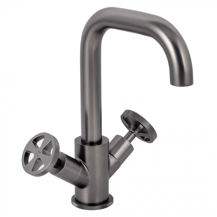 Bagnodesign Revolution 2 handle basin mixer - excl. pop-up waste - anthracite