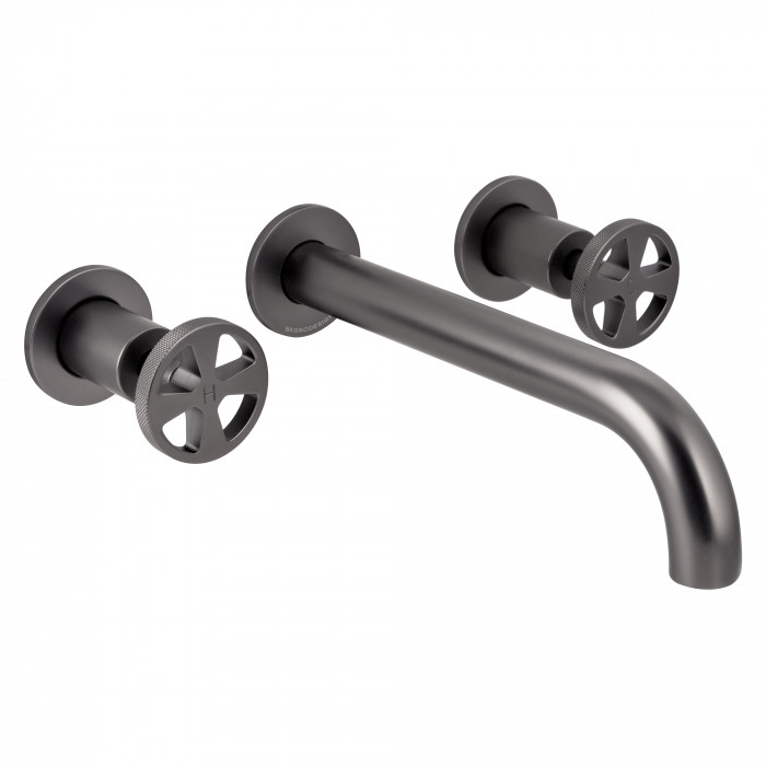 Bagnodesign Revolution three hole W/M basin mixer 220mm - complete with concealed body - anthracite