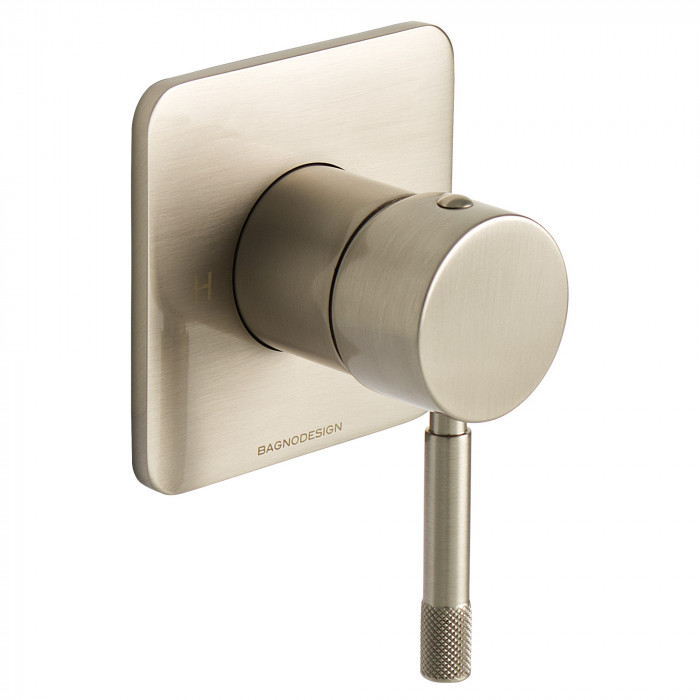 Bagnodesign Revolution single lever bath/shower mixer - complete with concealed part - brushed nickel