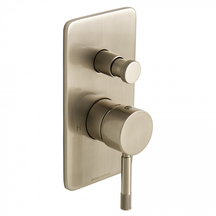 Bagnodesign Revolution single lever diverter bath/shower mixer - complete with concealed part - brushed nickel