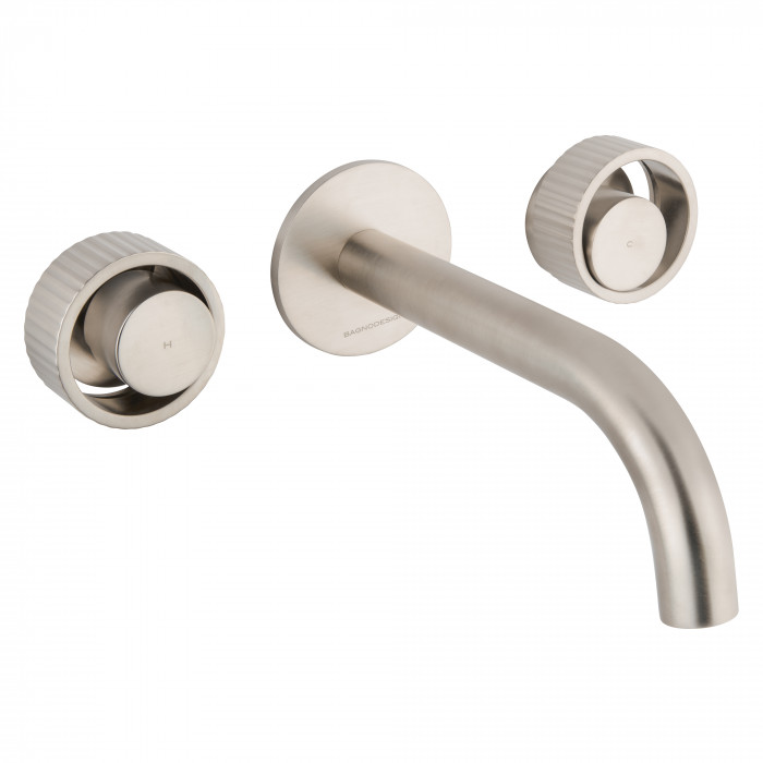 [A8SNPBDM-ORO-E309-NB] Bagnodesign Orology trim part for W/M three hole basin mixer - excl. pop-up waste - brushed nickel - require concealed part BDM-MIX-C309-A