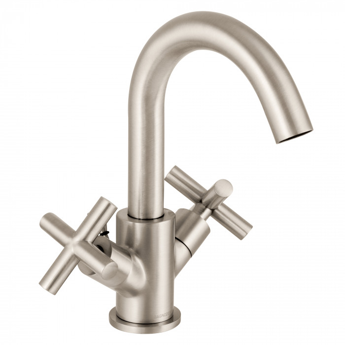 Bagnodesign Ibiza mono basin mixer - incl. pop-up waste - brushed nickel