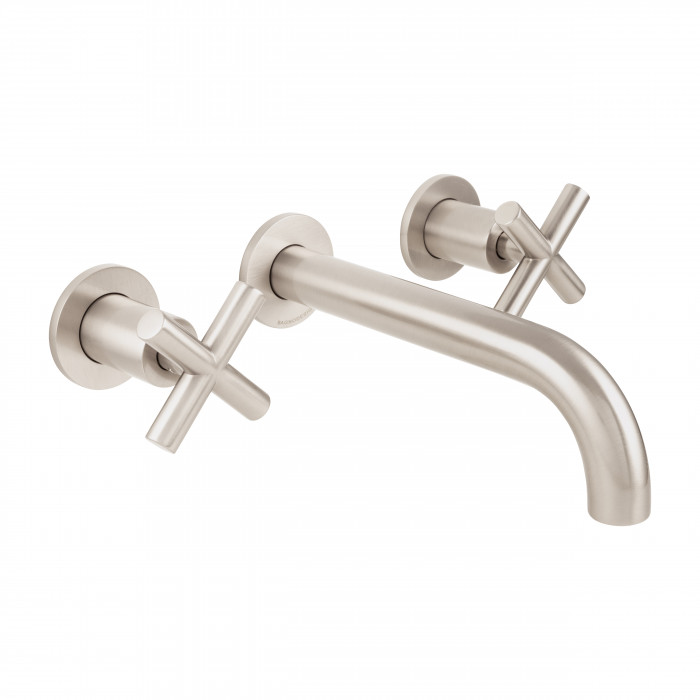 Bagnodesign Ibiza three hole W/M basin mixer 190mm - complete with concealed body - brushed nickel