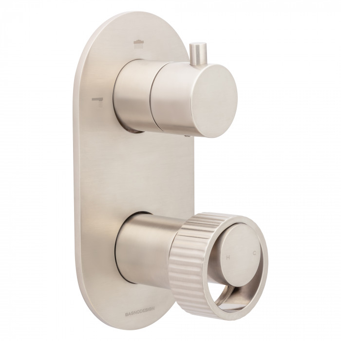 Bagnodesign Orology Trim Part for Concealed Shower Mixer with 2 way Diverter - Brushed Nickel - require concealed part BDM-MIX-C412-A