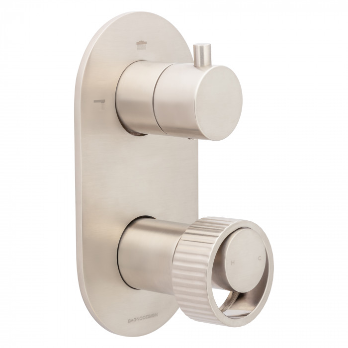 Bagnodesign Orology Trim Part for Concealed Shower Mixer with 2 way Diverter - Brushed Nickel - require concealed part BDM-MIX-C412-A