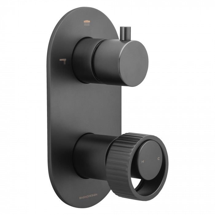 Bagnodesign Orology Trim Part for Concealed Shower Mixer with 2 way Diverter - Anthracite - require concealed part BDM-MIX-C412-A