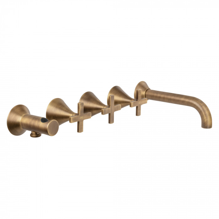 Bagnodesign Bristol Wall-Mounted 5-Hole Bath Mixer - Soft Bronze