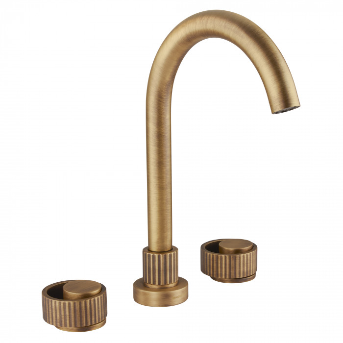 Bagnodesign Orology three hole D/M basin mixer - excluding pop-up waste - Soft Bronze