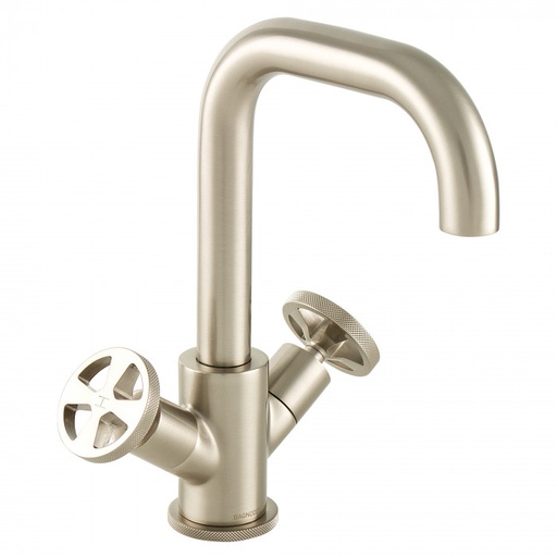[A8SNPBDM-REV-311-NB] Bagnodesign Revolution two handle basin mixer - excl. pop-up waste - brushed nickel