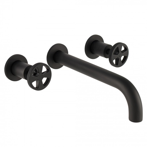 [A8SNPBDM-REV-309-MB] Bagnodesign Revolution three hole W/M basin mixer 220mm - complete with concealed body - matt black