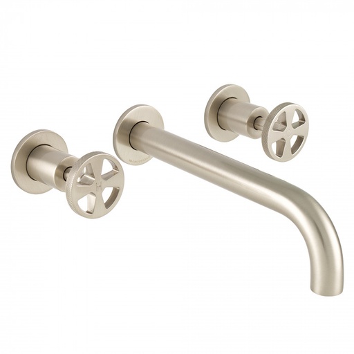 [A8SNPBDM-REV-309-NB] Bagnodesign Revolution three hole W/M basin mixer 220mm - complete with concealed body - brushed nickel