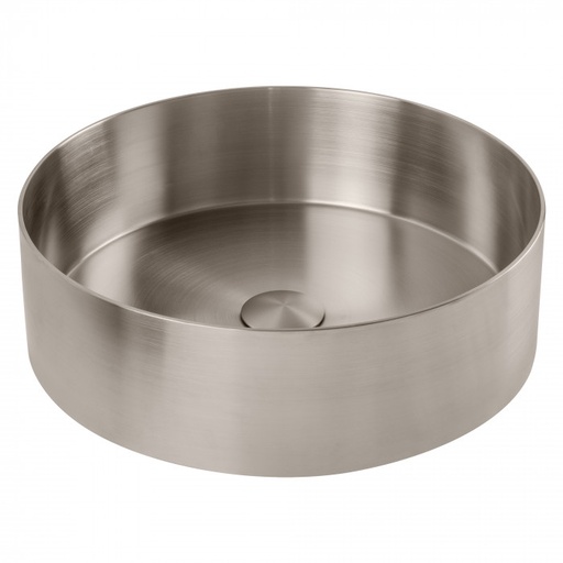 [A8SNPBDS-SFM-701-NB] Bagnodesign Stereo FM round counter top vanity basin 400mm - without tap hole - without overflow - brushed nickel (s/steel)